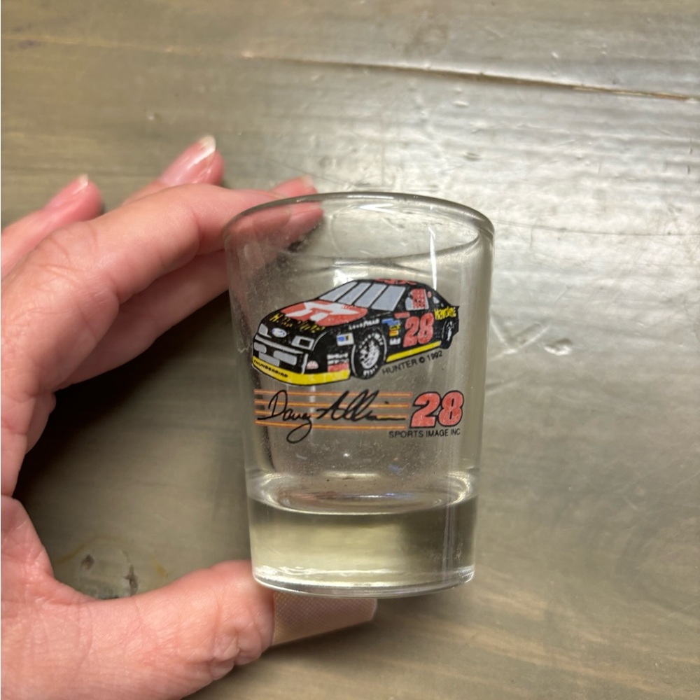 Vintage 1992 Davey Allison signature #28 Havoline Car sport image hunter glass